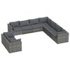 vidaXL 9 pcs conjunto lounge de jardim c/ almofad&otilde;es vime PE cinzento