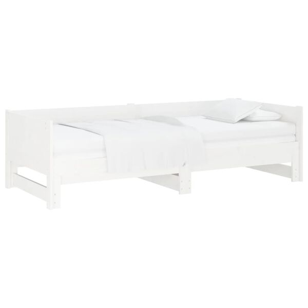 vidaXL Estrutura sof&aacute;-cama de puxar 2x(80x200) cm pinho maci&ccedil;o branco