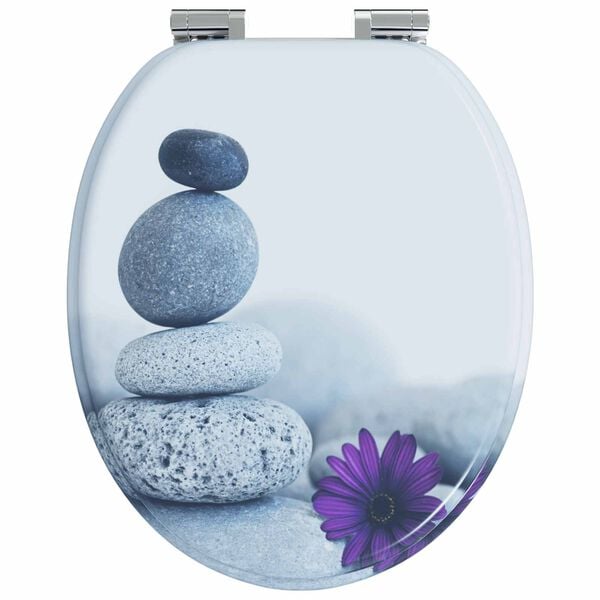 vidaXL Assento de Vaso Sanit&aacute;rio Cinzeto 44 x 38 cm Placa de MDF