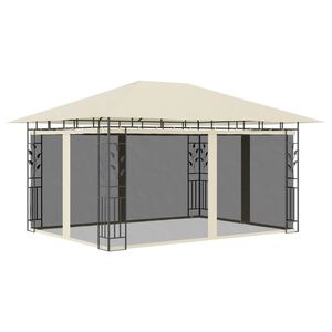 vidaXL Gazebo com rede mosquiteira 4x3x2,73 m 180 g/m&sup2; creme