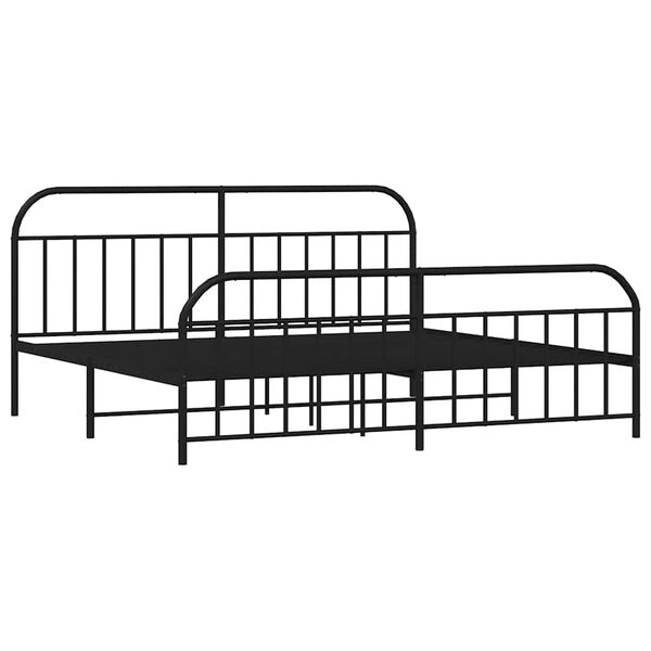 vidaXL Estrutura de cama com cabeceira e p&eacute;s 200x200 cm metal preto