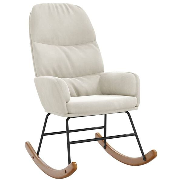 vidaXL Cadeira de baloi&ccedil;o veludo branco nata