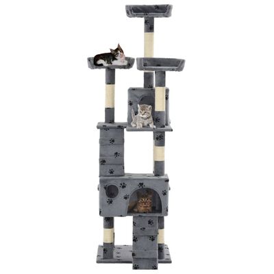 vidaXL Árvore para gatos c/ postes arranhadores sisal 170 cm cinzento