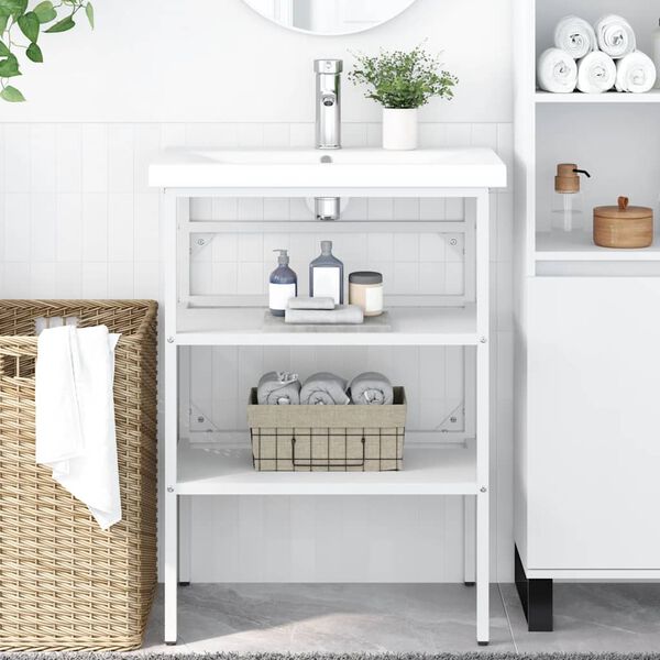 vidaXL Estrutura p/ lavat&oacute;rio casa de banho ferro 59x38x83 cm branco