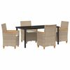 vidaXL Conjunto de Jantar para Jardim 5 unid. Bege vime PE