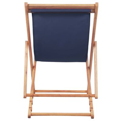 vidaXL Cadeira de praia dobrável tecido e estrutura de madeira azul