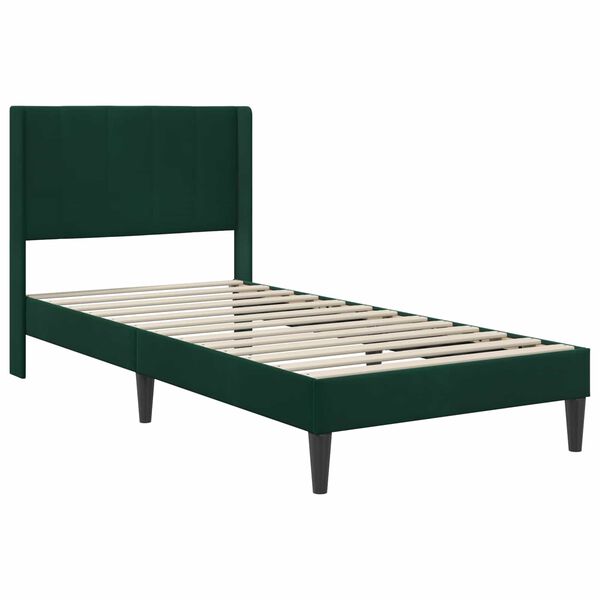 vidaXL Estrutura da Cama com colch&atilde;o Verde Escuro 100 x 200 cm Veludo