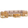 vidaXL 7pcs conj. lounge jardim madeira c/almofad&otilde;es cinza-acastanhado