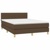 vidaXL Cama box spring c/ colch&atilde;o/LED 140x200cm tecido castanho-escuro