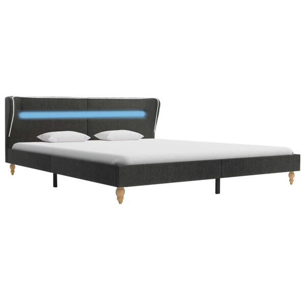 vidaXL Estrutura cama c/ LED 180x200 cm serapilheira cinzento-escuro