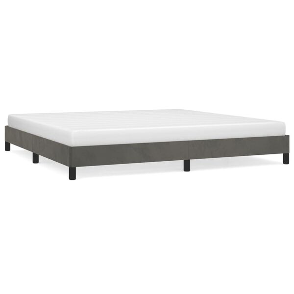 vidaXL Estrutura de cama sem colch&atilde;o 200x200 cm veludo cinzento-escuro
