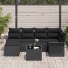 vidaXL Conjunto de Sof&aacute; de Jardim 7 pcs Preto vime PE