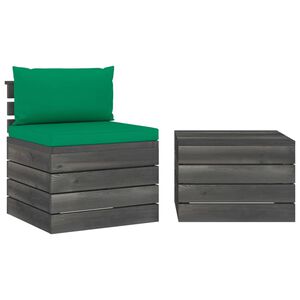 vidaXL 2 pcs conjunto lounge de paletes com almofad&otilde;es pinho maci&ccedil;o