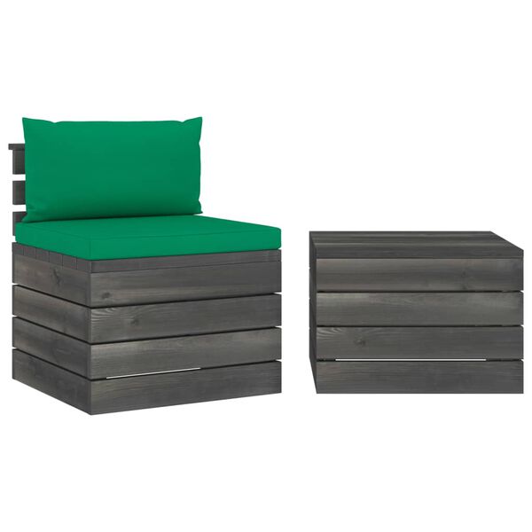 vidaXL 2 pcs conjunto lounge de paletes com almofad&otilde;es pinho maci&ccedil;o