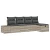 vidaXL Conjunto de Sof&aacute; de Jardim 5 unid. Cinzento-claro vime PE