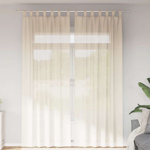 vidaXL Cortinas de voile com aba 2 pcs creme