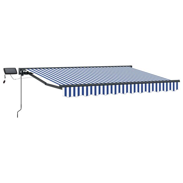 vidaXL Estrutura de Toldo Manual com LEDs com Azul e Branco 2,5 x 2 m