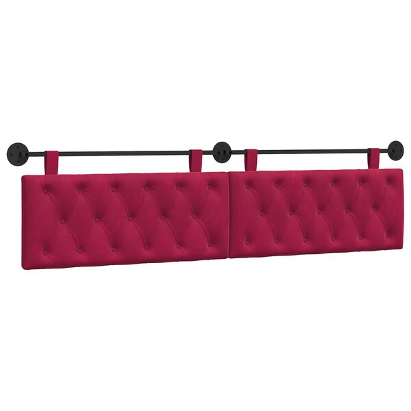 vidaXL Cabeceira Suspensa Vinho Vermelho 210 x 55 x 7 cm Veludo