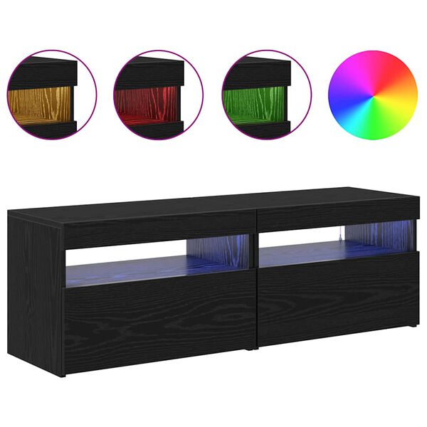vidaXL Gabinete para TV 2 pcs Carvalho Preto 60 x 35 x 40 cm
