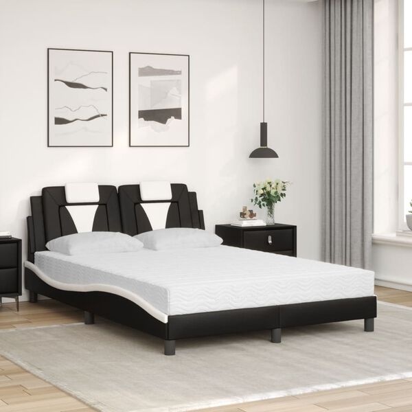 vidaXL Cama Viana com colch&atilde;o 140x190 cm couro artificial preto