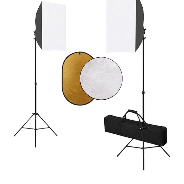 vidaXL Kit estúdio fotográfico com softbox iluminação e refletor