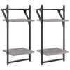 vidaXL Estante 2 prateleiras c/ barras 2pcs 30x25x65cm cinzento sonoma