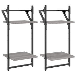 vidaXL Estante 2 prateleiras c/ barras 2pcs 30x25x65cm cinzento sonoma
