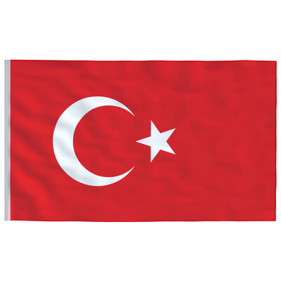 vidaXL Bandeira da Turquia e mastro 5,55 m alumínio