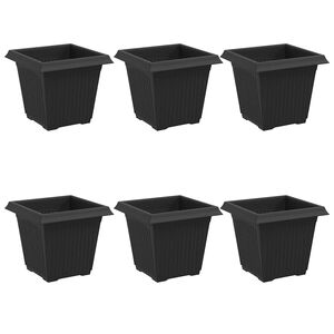 vidaXL Vaso Quadrado para Flores 6 pcs Preto 16 x 16 x 14 cm Pl&aacute;stico