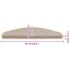 vidaXL Tapetes de escada 15 pe&ccedil;as 65x21x4 cm prateados semicirculares grandes