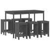 vidaXL 7 pcs conjunto de bar para jardim pinho maciço cinzento