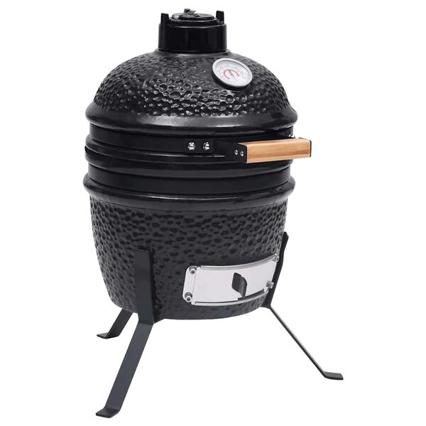 vidaXL Churrasqueira/defumador Kamado 2-em-1 cerâmica 56 cm preto