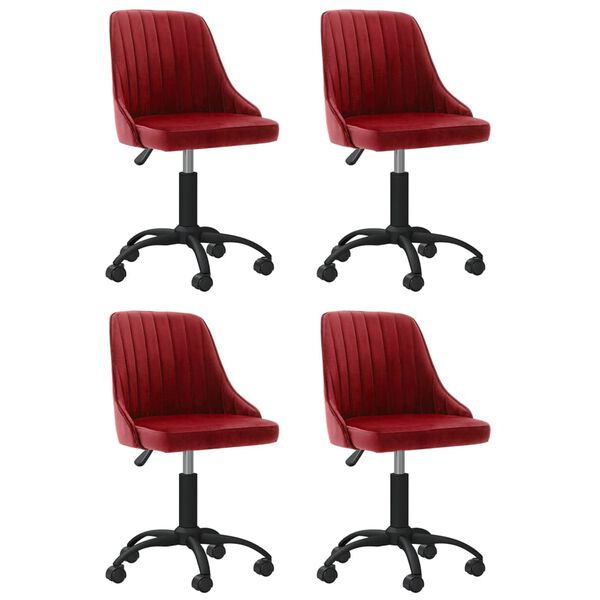 vidaXL Cadeiras de jantar girat&oacute;rias 4 pcs veludo vermelho tinto