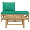 vidaXL 3 pcs conjunto lounge de jardim bambu c/ almofadões verdes