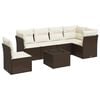 vidaXL 7 pcs conjunto de sof&aacute;s jardim c/ almofad&otilde;es vime PE castanho