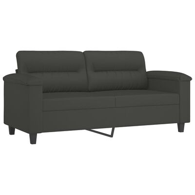 vidaXL 4 pcs conjunto sofás c/ almofadas microfibra cinza-escuro
