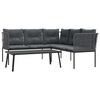 vidaXL Conjunto de sof&aacute;s de jardim c/ almofad&otilde;es a&ccedil;o/textilene preto