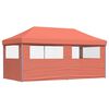 vidaXL Tenda p/ festas pop-up dobr&aacute;vel 3 paredes laterais terracotta