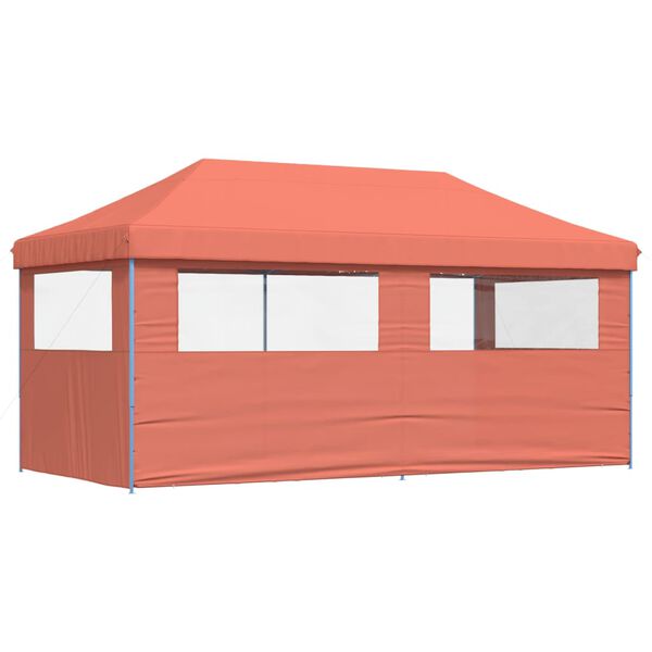 vidaXL Tenda p/ festas pop-up dobr&aacute;vel 3 paredes laterais terracotta
