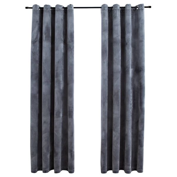 vidaXL Cortinas blackout com argolas 2 pcs 140x175 cm veludo antracite