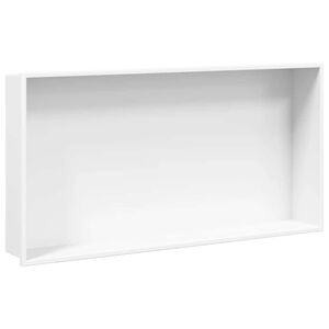 vidaXL Nicho parede p/ duche 62x32x9 cm a&ccedil;o inoxid&aacute;vel branco mate