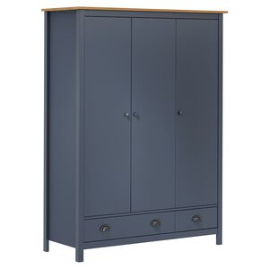vidaXL Roupeiro 3 portas Hill 127x50x170cm pinho maci&ccedil;o cinzento