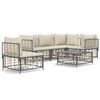 vidaXL 6 pcs conjunto lounge de jardim c/ almofad&otilde;es vime PE antracite