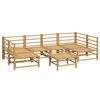 vidaXL 7 pcs conj. lounge de jardim bambu c/ almofadões cinzento-claro