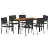 vidaXL Conjunto de Jantar para Jardim 7 unid. Preto vime PE