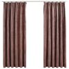 vidaXL Cortinas blackout c/ ganchos 2 pcs 140x175cm veludo rosa antigo