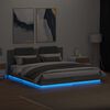 vidaXL Estrutura de cama c/ cabeceira/luzes LED 200x200cm cinza sonoma
