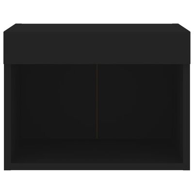 vidaXL Mesa de cabeceira de parede com luzes LED preto