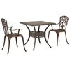 vidaXL Conjunto de Mesa de Jardim 3 pcs Bronze Alum&iacute;nio Fundido