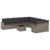 vidaXL 11 pcs conjunto sof&aacute;s de jardim c/ almofad&otilde;es vime PE cinzento